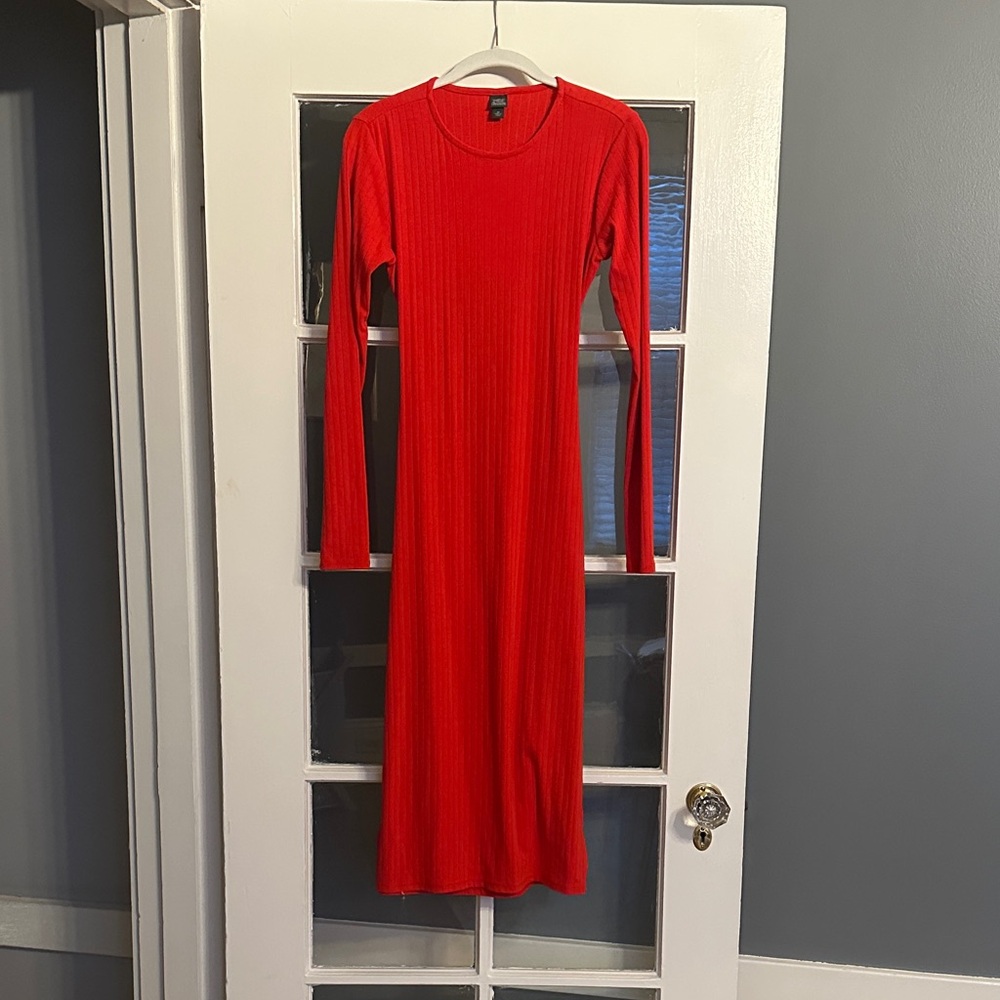 Wild Fable Vibrant Red Long Sleeve Dress